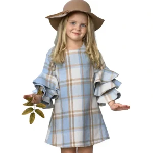 Shop All | Adorable Plaid Tiered Sleeve Sweater Dress - CaringForTots - Professional Baby and Children's Products | Caring for Growth, Caring for Every Moment