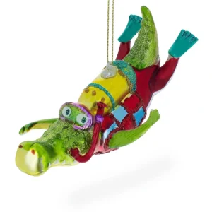 Shop All | Adventurous Alligator As A Scuba Diver - Blown Glass Christmas Ornament - CaringForTots - Professional Baby and Children's Products | Caring for Growth, Caring for Every Moment