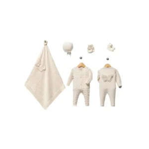 Shop All | Angel Cream Newborn Knitwear Coming Home Set (5 Pcs) - CaringForTots - Professional Baby and Children's Products | Caring for Growth, Caring for Every Moment