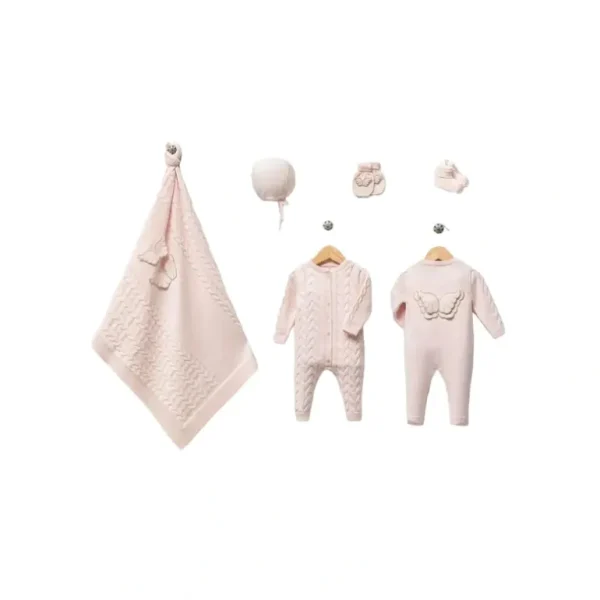 Shop All | Angel Pink Newborn Knitwear Coming Home Set (5 Pcs) - CaringForTots - Professional Baby and Children's Products | Caring for Growth, Caring for Every Moment