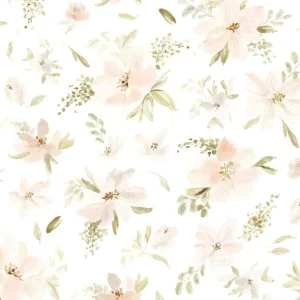Shop All | Appoline - Sample Wallpaper, Watercolour Large Orange Pink Flowers - CaringForTots - Professional Baby and Children's Products | Caring for Growth, Caring for Every Moment