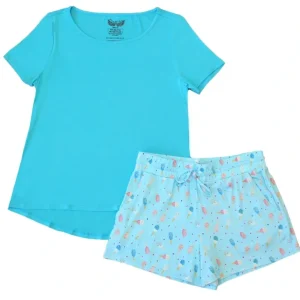 Shop All | Aqua Popsicles Women's Short Sleeve & Shorts Pajama Set - CaringForTots - Professional Baby and Children's Products | Caring for Growth, Caring for Every Moment