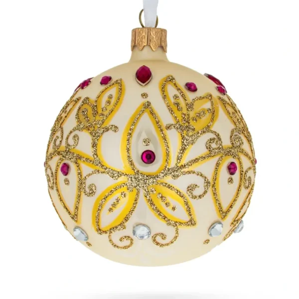Shop All | Autumn Radiance: Gilded Golden Leaves Blown Glass Ball Christmas Ornament 3.25 Inches - CaringForTots - Professional Baby and Children's Products | Caring for Growth, Caring for Every Moment