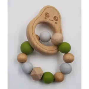 Shop All | Avocado Teething Ring Rattle Silicone Wooden Toy - CaringForTots - Professional Baby and Children's Products | Caring for Growth, Caring for Every Moment