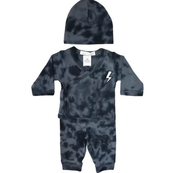 Shop All | Baby 3 Piece Set - Bolt Tie Dye - CaringForTots - Professional Baby and Children's Products | Caring for Growth, Caring for Every Moment