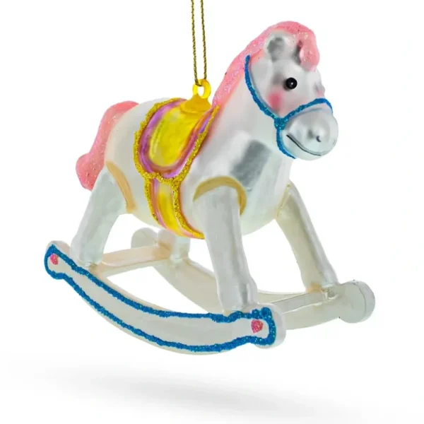Shop All | Baby Girl's Pink Rocking Horse - Lovable Blown Glass Christmas Ornament - CaringForTots - Professional Baby and Children's Products | Caring for Growth, Caring for Every Moment