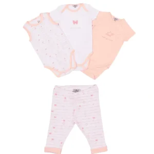 Shop All | Baby Girls White & Cloud Pink Organic Cotton Bodysuit Set (4) - CaringForTots - Professional Baby and Children's Products | Caring for Growth, Caring for Every Moment