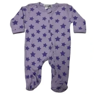 Shop All | Baby Zipper Footie - Tonal Lilac Stars - CaringForTots - Professional Baby and Children's Products | Caring for Growth, Caring for Every Moment