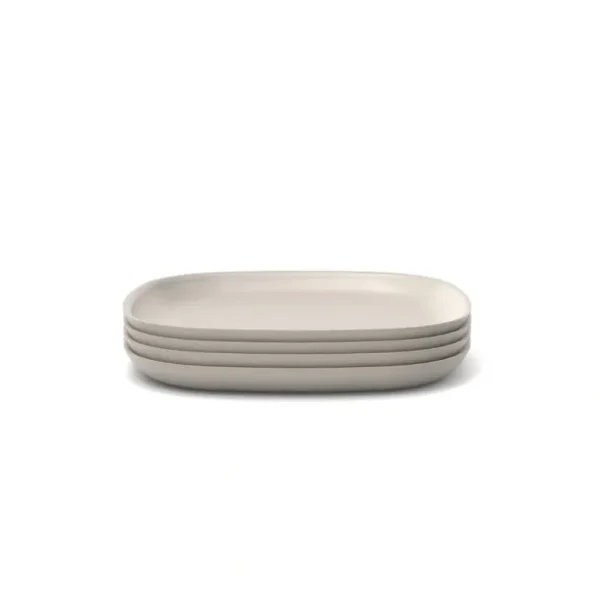Shop All | Bamboo Medium Plate - 4 Piece Set - Stone - CaringForTots - Professional Baby and Children's Products | Caring for Growth, Caring for Every Moment