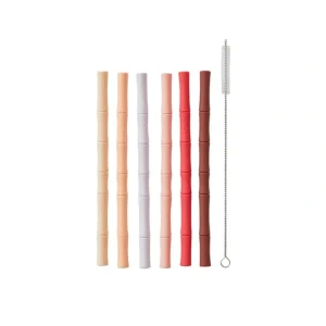 Shop All | Bamboo Silicone Straw - Pack Of 6 - Cherry Red / Vanilla - CaringForTots - Professional Baby and Children's Products | Caring for Growth, Caring for Every Moment