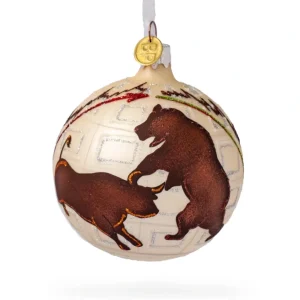 Shop All | Bear And Bull On Wall Street Blown Glass Ball Christmas Ornament 3.25 Inches - CaringForTots - Professional Baby and Children's Products | Caring for Growth, Caring for Every Moment