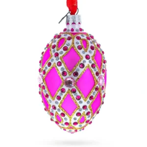 Shop All | Bejeweled Trellis On Pink Glass Egg Christmas Ornament 4 Inches - CaringForTots - Professional Baby and Children's Products | Caring for Growth, Caring for Every Moment