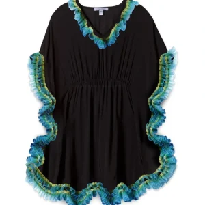Shop All | Black Poncho With Anemone Inspired Fringe - CaringForTots - Professional Baby and Children's Products | Caring for Growth, Caring for Every Moment