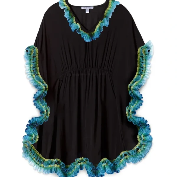 Shop All | Black Poncho With Anemone Inspired Fringe - CaringForTots - Professional Baby and Children's Products | Caring for Growth, Caring for Every Moment
