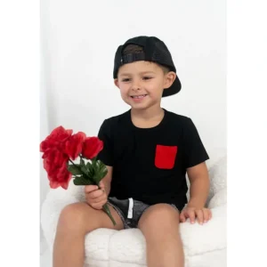 Shop All | Black Rib Dream Pocket Tee - CaringForTots - Professional Baby and Children's Products | Caring for Growth, Caring for Every Moment