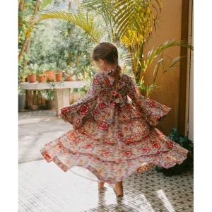 Shop All | Block Printed Dress - Lucky Red Floral - CaringForTots - Professional Baby and Children's Products | Caring for Growth, Caring for Every Moment