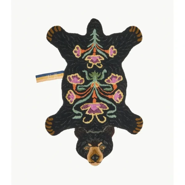 Shop All | Blooming Black Bear Rug Small - CaringForTots - Professional Baby and Children's Products | Caring for Growth, Caring for Every Moment