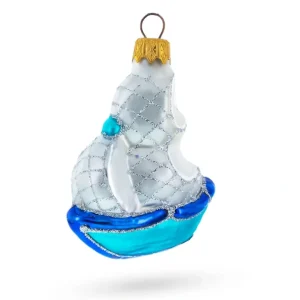 Shop All | Blue Tall Ship With White Sail Glass Christmas Ornament - CaringForTots - Professional Baby and Children's Products | Caring for Growth, Caring for Every Moment