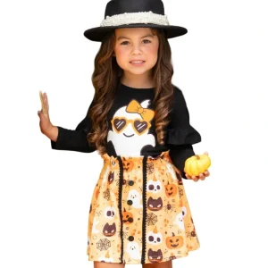 Shop All | Boo, Felicia Ghost Top And Halloween Skirt Set - CaringForTots - Professional Baby and Children's Products | Caring for Growth, Caring for Every Moment