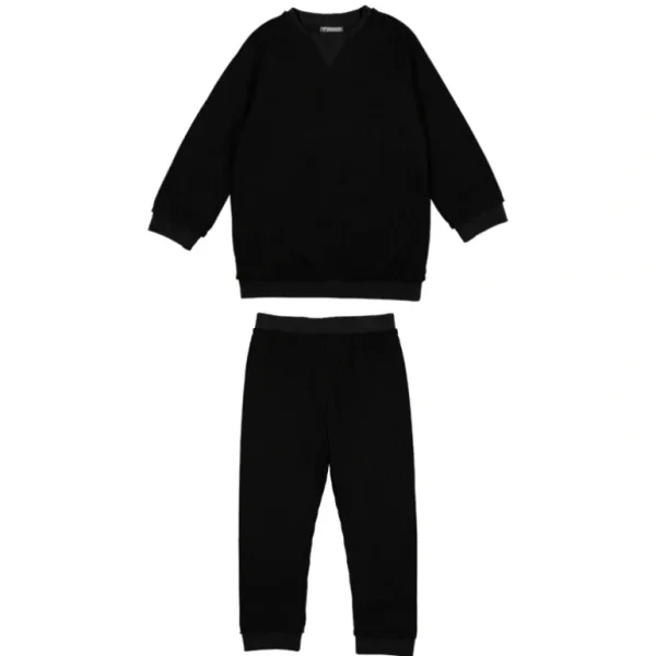Shop All | Boy's Soft Waffle Knit Set - Black - CaringForTots - Professional Baby and Children's Products | Caring for Growth, Caring for Every Moment