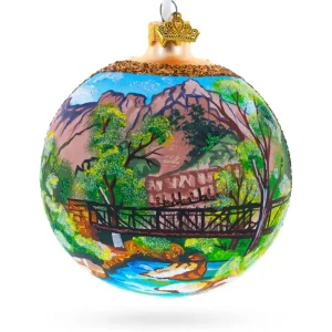 Shop All | Bridge In The Mountain Park Painting Glass Ball Christmas Ornament 4 Inches - CaringForTots - Professional Baby and Children's Products | Caring for Growth, Caring for Every Moment