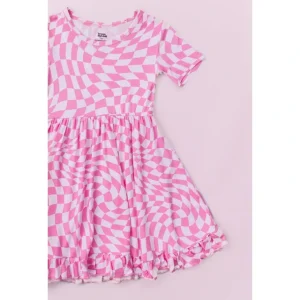 Shop All | Bubblegum Wavey Checkers Dream Ruffle Dress - CaringForTots - Professional Baby and Children's Products | Caring for Growth, Caring for Every Moment