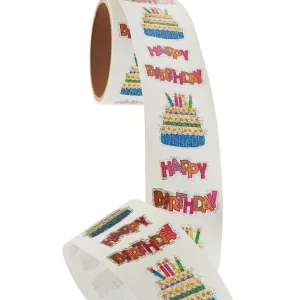 Shop All | Bulk Roll Prismatic Stickers, Happy Birthday with Cake (50 Repeats) - CaringForTots - Professional Baby and Children's Products | Caring for Growth, Caring for Every Moment