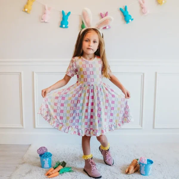 Shop All | Bunny Kisses Dream Ruffle Dress - CaringForTots - Professional Baby and Children's Products | Caring for Growth, Caring for Every Moment