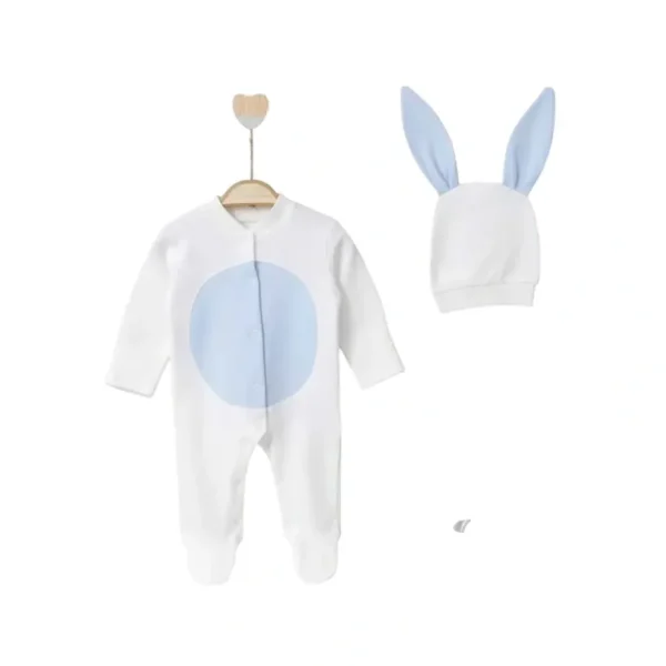 Shop All | Bunny White & Blue Bodysuit - CaringForTots - Professional Baby and Children's Products | Caring for Growth, Caring for Every Moment