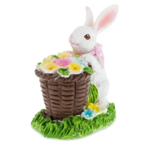 Shop All | Bunny With Easter Basket Full Of Flowers 3 Inches - CaringForTots - Professional Baby and Children's Products | Caring for Growth, Caring for Every Moment