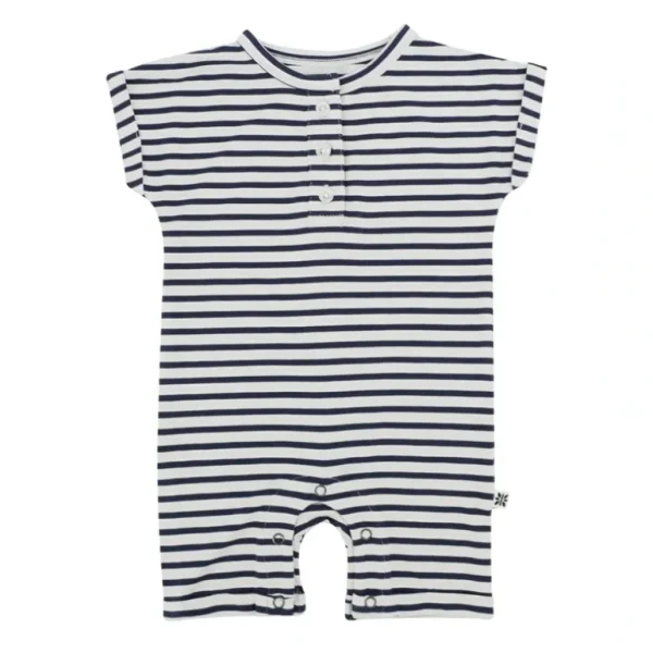 Shop All | Button Romper - Navy Blue Stripe - CaringForTots - Professional Baby and Children's Products | Caring for Growth, Caring for Every Moment