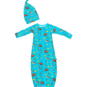 Shop All | Calypso Fish Newborn Gown & Knot Hat Set - CaringForTots - Professional Baby and Children's Products | Caring for Growth, Caring for Every Moment