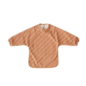 Shop All | Cape Bib - Striped - Light Rubber / Coral - CaringForTots - Professional Baby and Children's Products | Caring for Growth, Caring for Every Moment