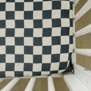 Shop All | Charcoal Checkered Muslin Crib Sheet - CaringForTots - Professional Baby and Children's Products | Caring for Growth, Caring for Every Moment