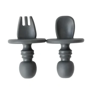Shop All | Charcoal Mini Spoon And Fork Set - CaringForTots - Professional Baby and Children's Products | Caring for Growth, Caring for Every Moment