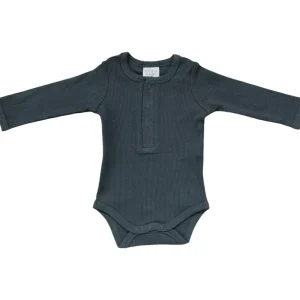 Shop All | Charcoal Organic Snap Long Sleeve Ribbed Bodysuit - CaringForTots - Professional Baby and Children's Products | Caring for Growth, Caring for Every Moment