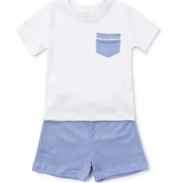 Shop All | Charles Boys' Pima Cotton Short Set - Blue Stripes - CaringForTots - Professional Baby and Children's Products | Caring for Growth, Caring for Every Moment