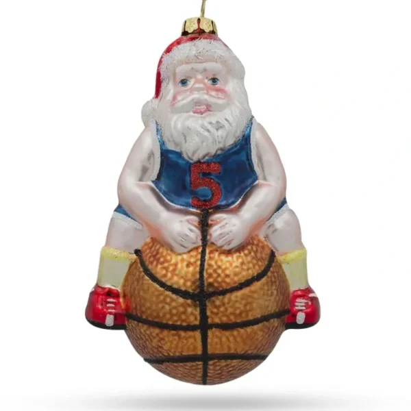 Shop All | Cheerful Santa Basketball Player - Festive Blown Glass Christmas Ornament - CaringForTots - Professional Baby and Children's Products | Caring for Growth, Caring for Every Moment