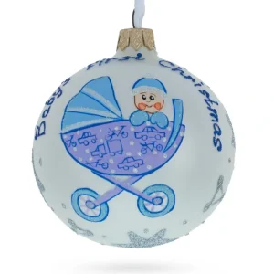 Shop All | Cherubic Boy In Cozy Stroller Blown Glass Ball Baby's First Christmas Ornament 3.25 Inches - CaringForTots - Professional Baby and Children's Products | Caring for Growth, Caring for Every Moment