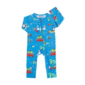 Shop All | Christmas Day In Hawaii Nei Bamboo Coverall - CaringForTots - Professional Baby and Children's Products | Caring for Growth, Caring for Every Moment