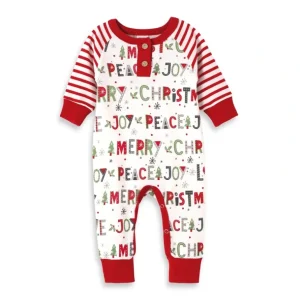 Shop All | Christmas Peace-love-joy Bamboo Romper - CaringForTots - Professional Baby and Children's Products | Caring for Growth, Caring for Every Moment