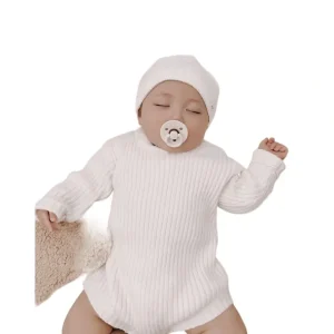 Shop All | Chunky Rib Romper - White - CaringForTots - Professional Baby and Children's Products | Caring for Growth, Caring for Every Moment