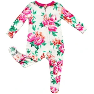 Shop All | Cloud Peonies Footie (nb-24m) - CaringForTots - Professional Baby and Children's Products | Caring for Growth, Caring for Every Moment