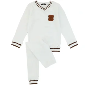 Shop All | Copper Emblem And Trim Loungewear Set, Ivory Velour - CaringForTots - Professional Baby and Children's Products | Caring for Growth, Caring for Every Moment