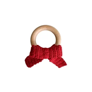 Shop All | Cotton Crochet Teether Red Bow - CaringForTots - Professional Baby and Children's Products | Caring for Growth, Caring for Every Moment