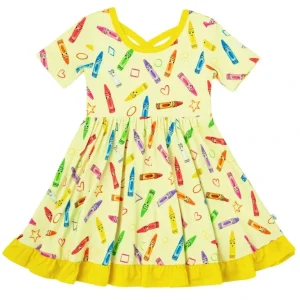 Shop All | Crayon Crew | Toddler & Girls Bamboo Ruffle Twirl Dress - CaringForTots - Professional Baby and Children's Products | Caring for Growth, Caring for Every Moment