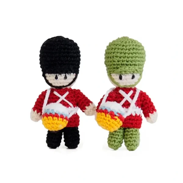 Shop All | Crochet Drummer Boy Ornaments- Set Of 2 - CaringForTots - Professional Baby and Children's Products | Caring for Growth, Caring for Every Moment