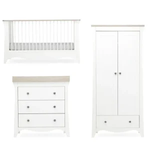 Shop All | CuddleCo Clara 3 Piece Set 3-Drawer Dresser Cot Bed + Wardrobe - White/Ash - CaringForTots - Professional Baby and Children's Products | Caring for Growth, Caring for Every Moment