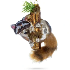 Shop All | Curious Raccoon Climbing The Tree - Blown Glass Christmas Ornament - CaringForTots - Professional Baby and Children's Products | Caring for Growth, Caring for Every Moment