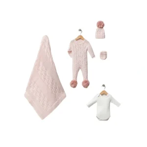 Shop All | Daniel Pink Newborn Knit Coming Home Set (5 Pcs) - CaringForTots - Professional Baby and Children's Products | Caring for Growth, Caring for Every Moment